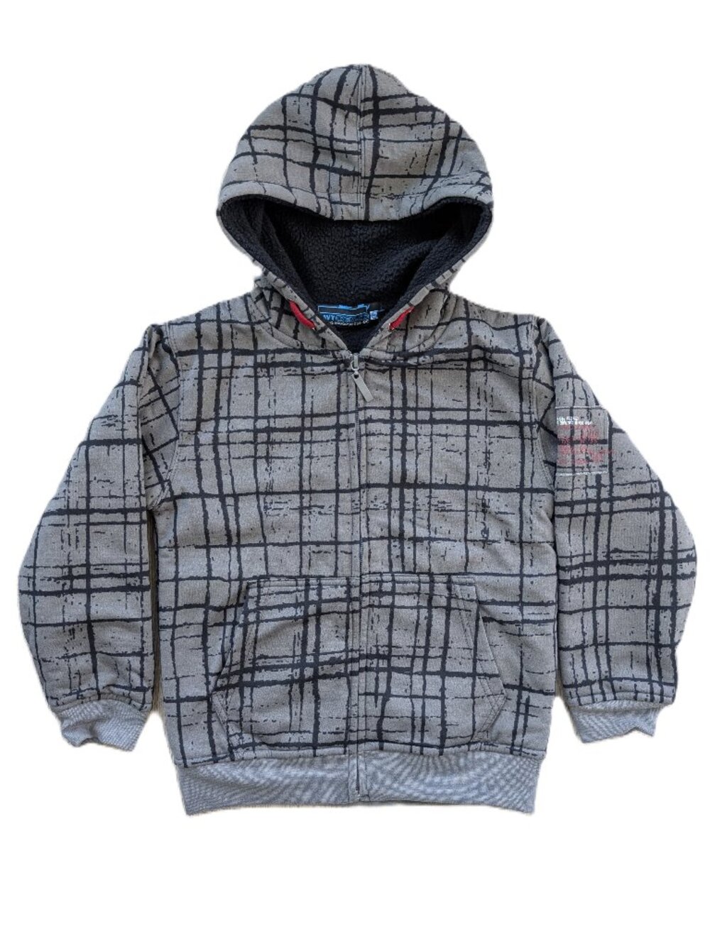 Navy Crew Co. Plaid Sherpa-Lined Zip Hoodie | Kids Size 6X